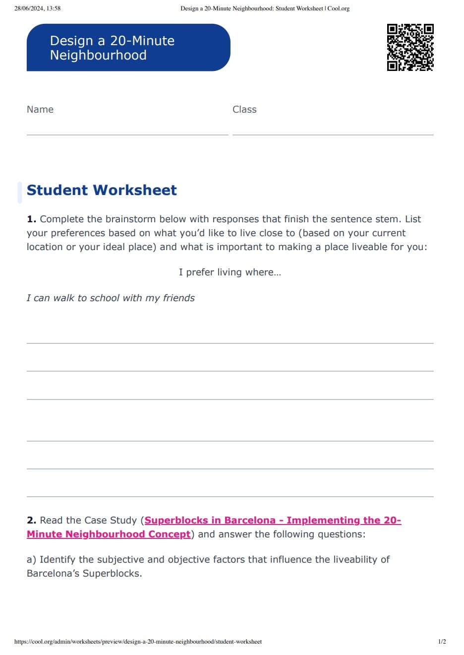 Sample Worksheet