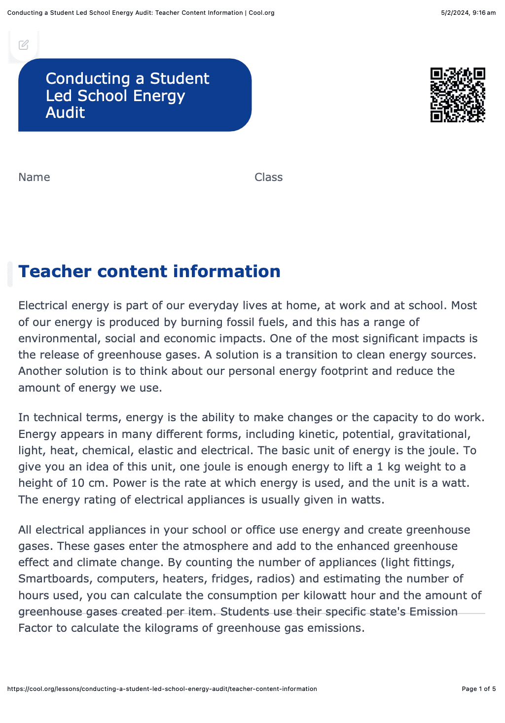 Sample Worksheet