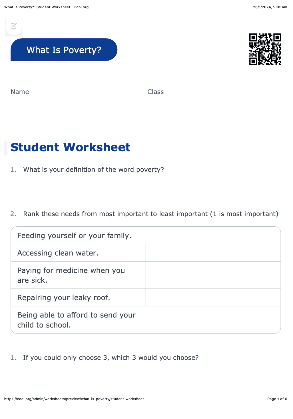 Sample Worksheet