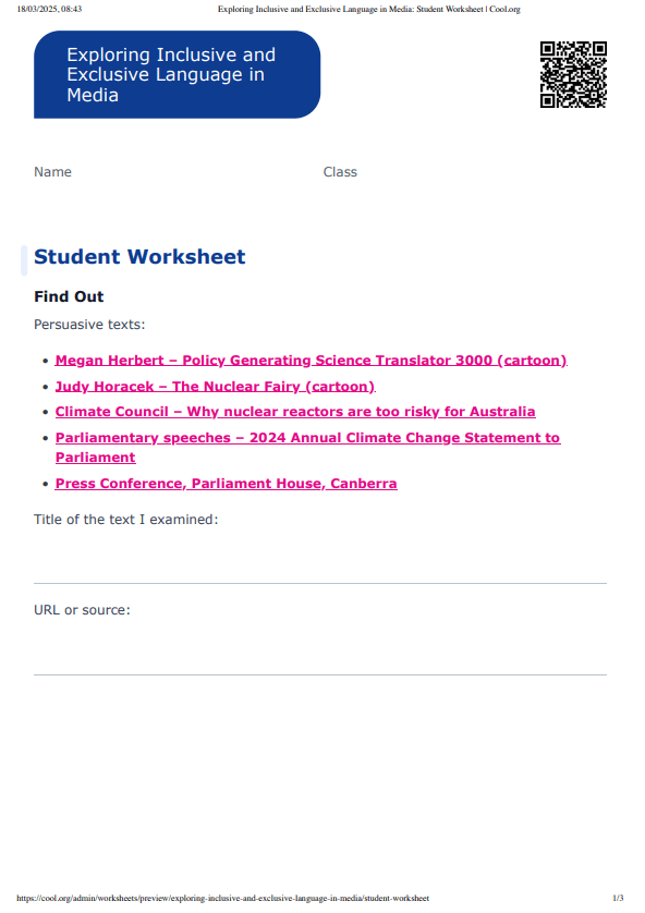 Sample Worksheet