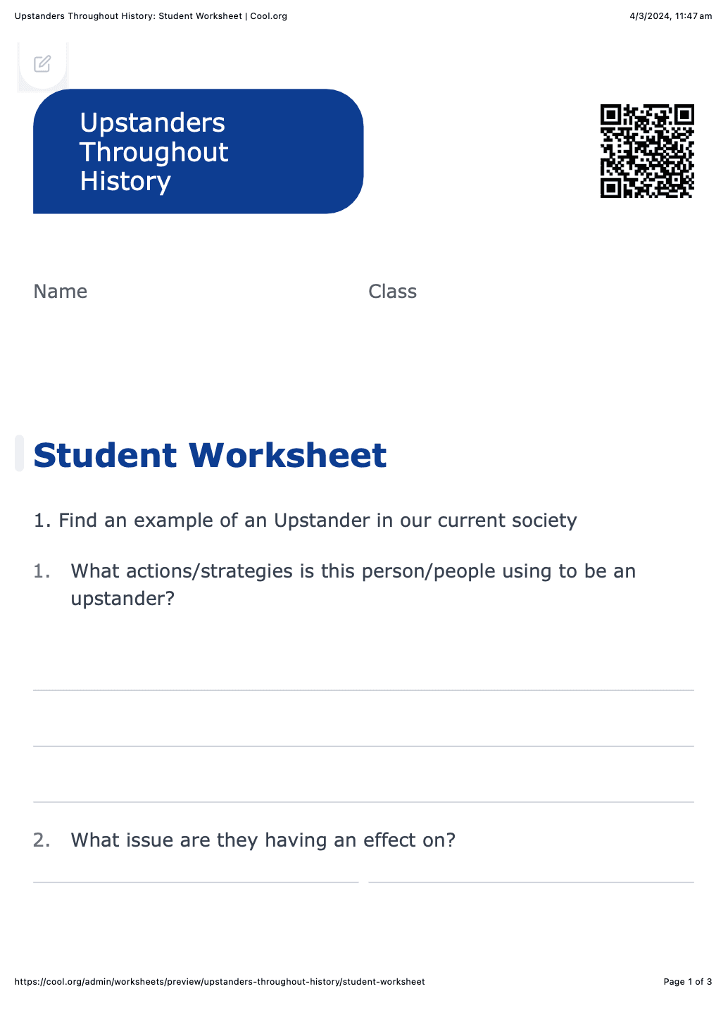 Sample Worksheet
