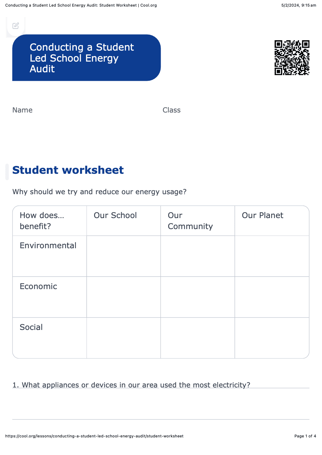Sample Worksheet