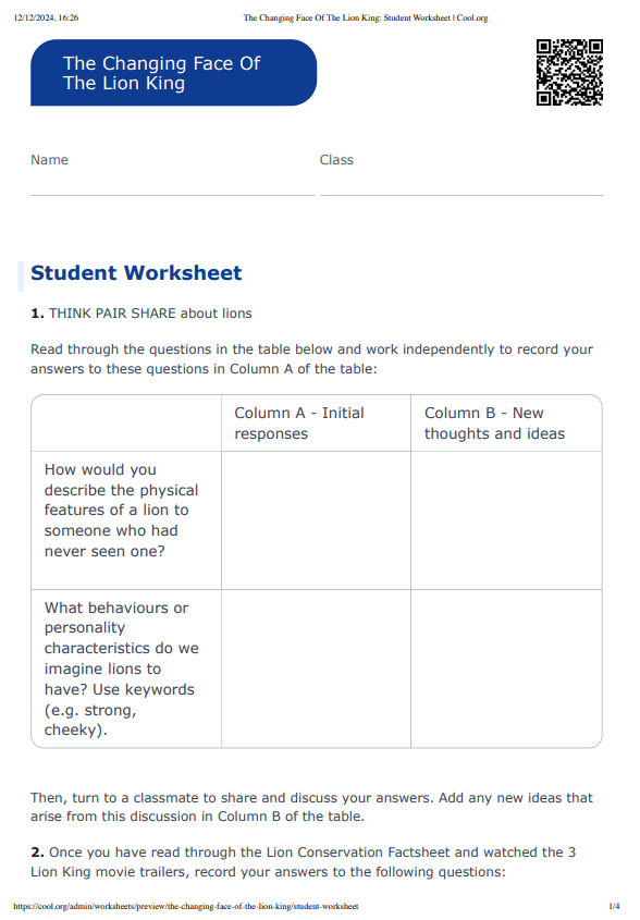 Sample Worksheet