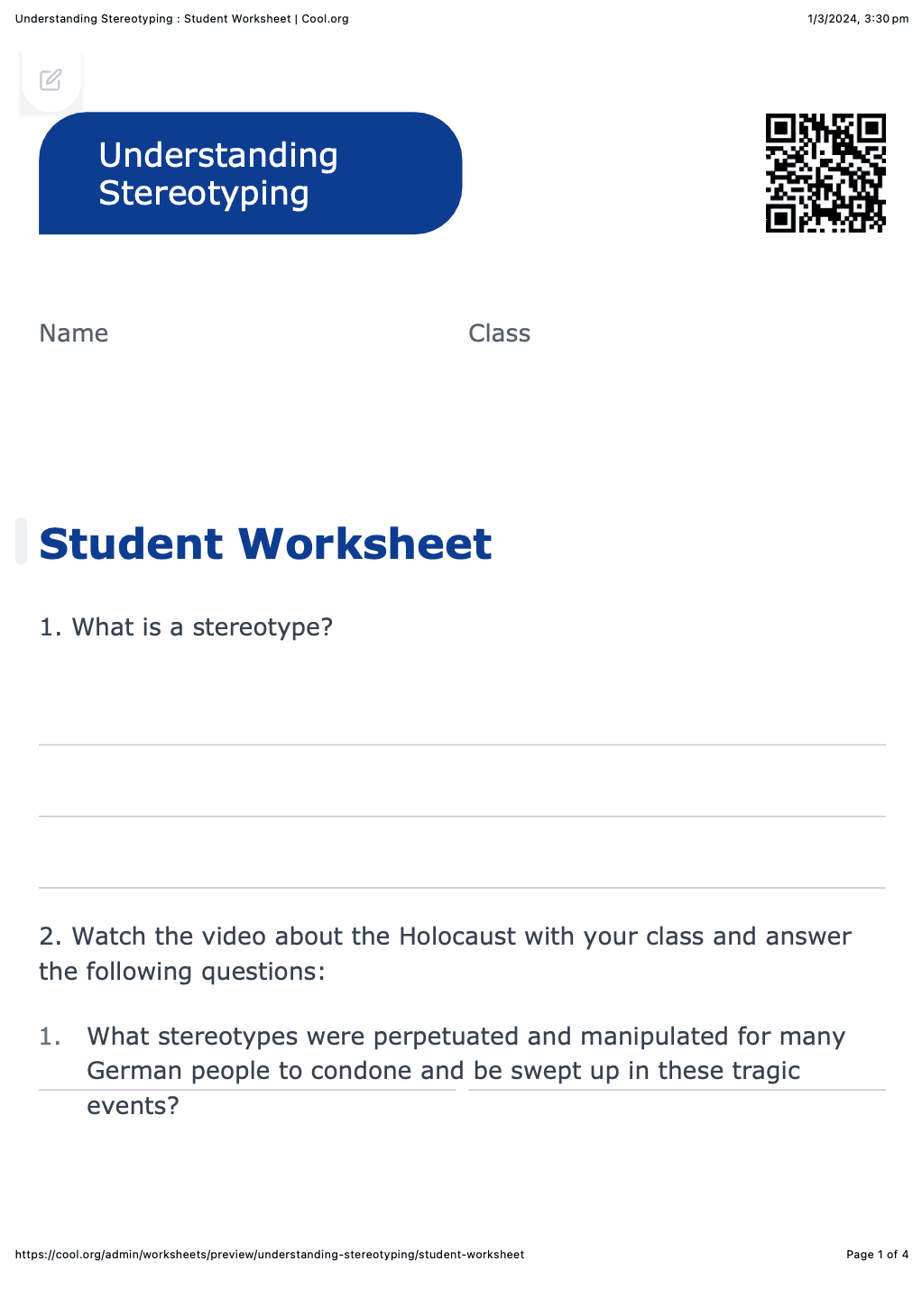 Sample Worksheet