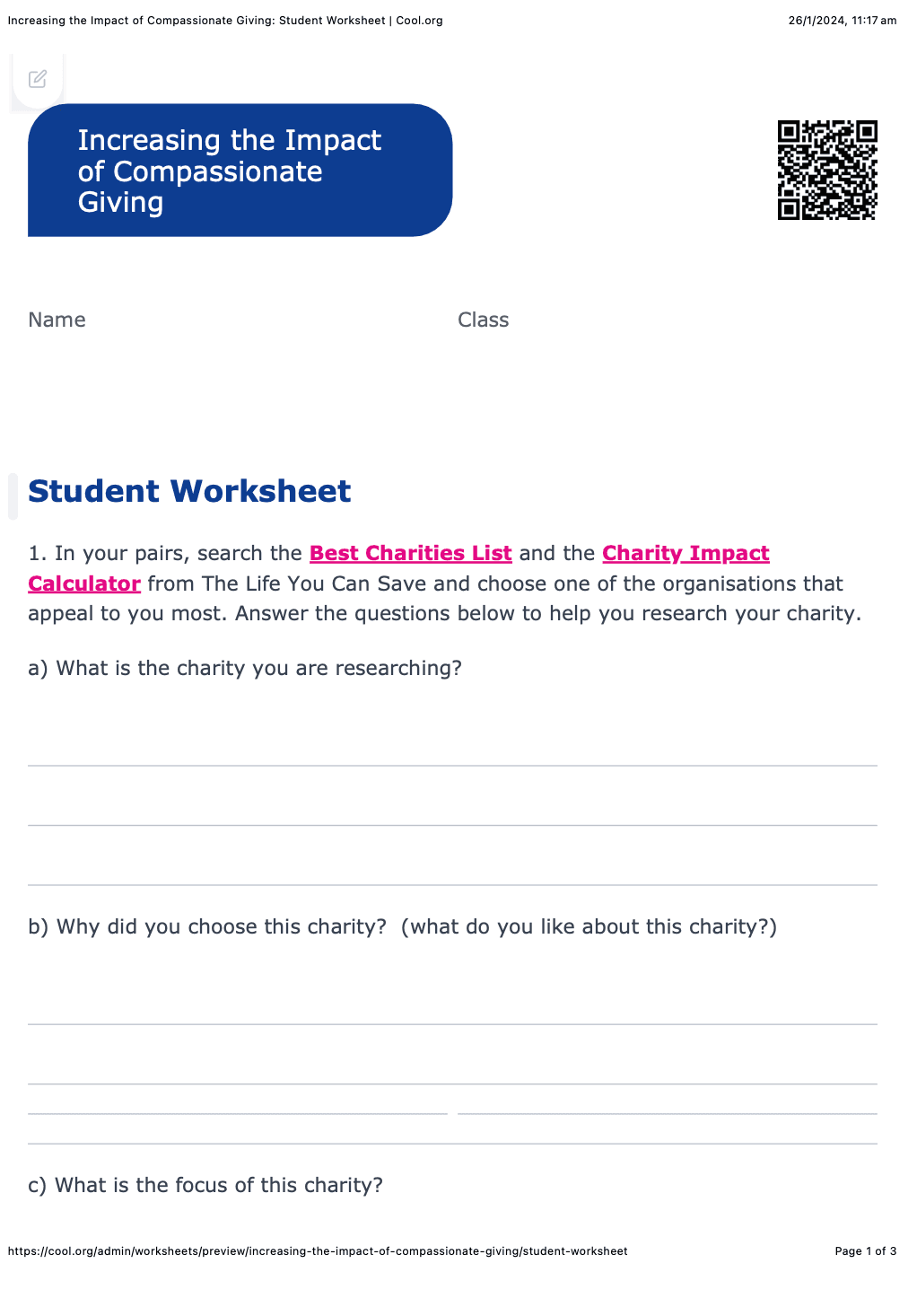 Sample Worksheet