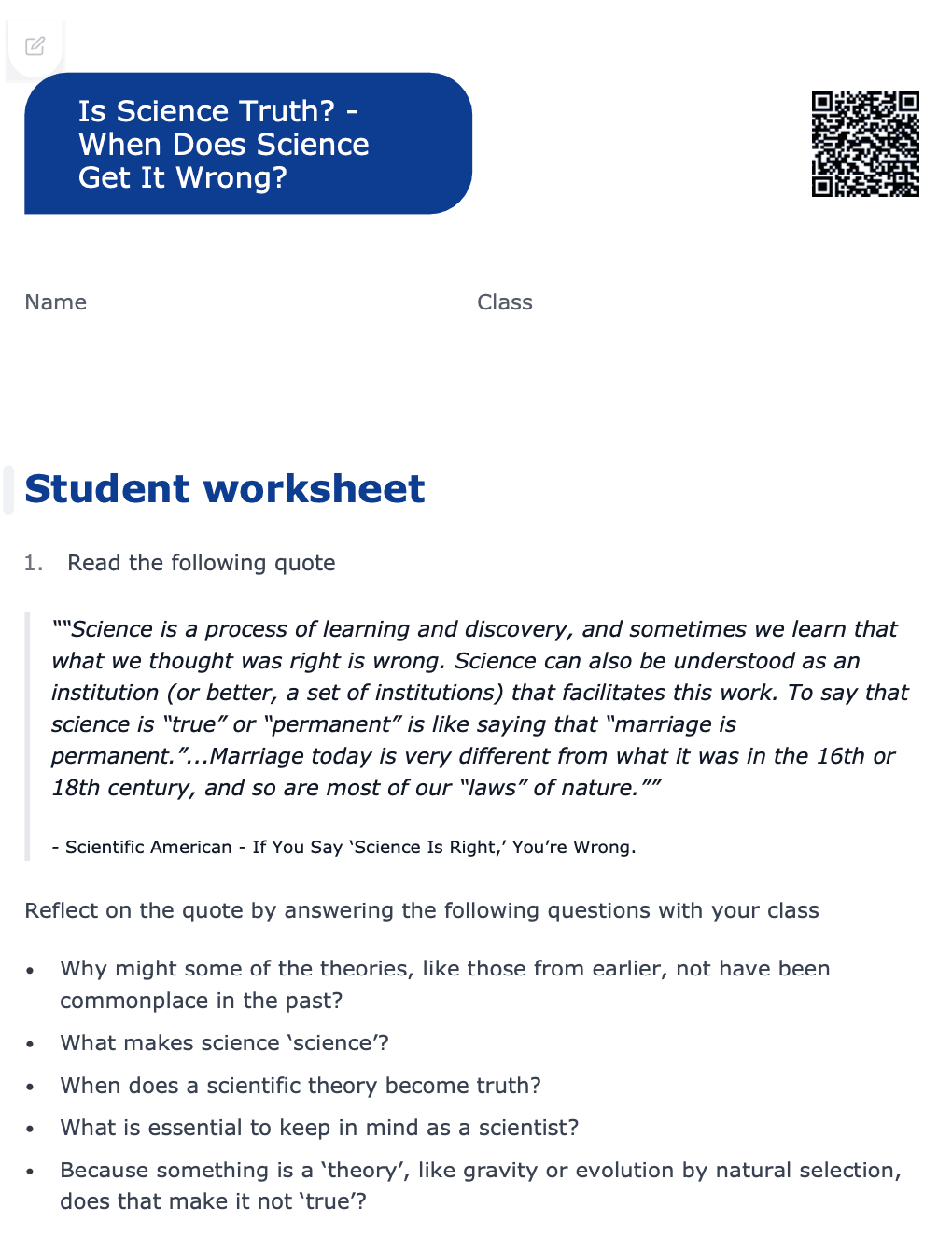Sample Worksheet