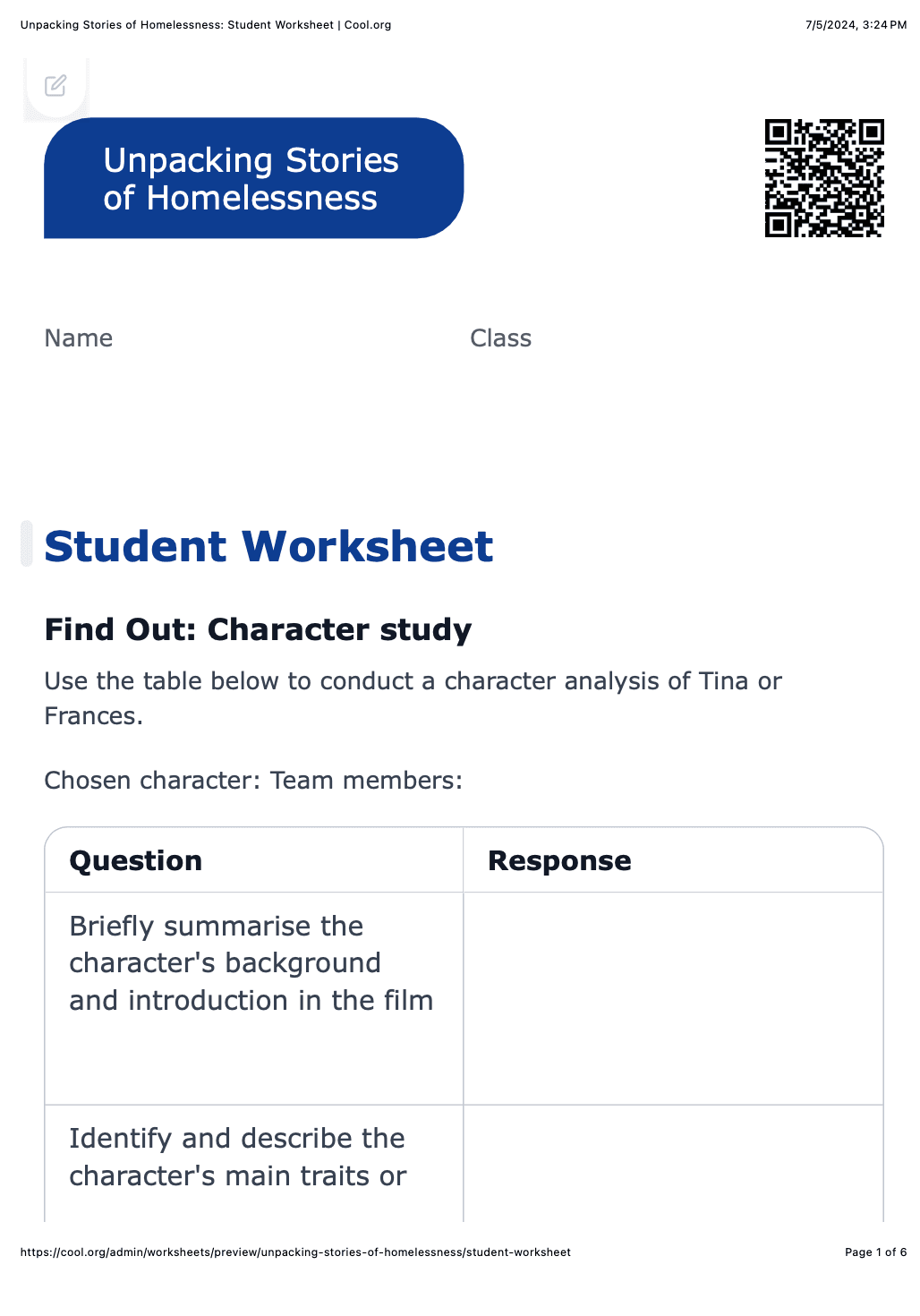 Sample Worksheet