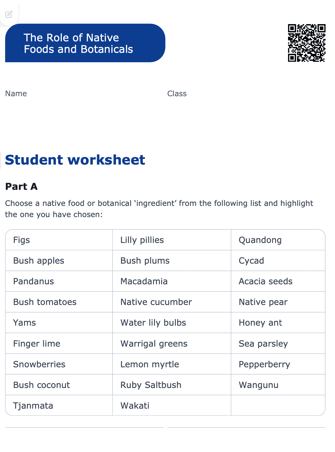 Sample Worksheet