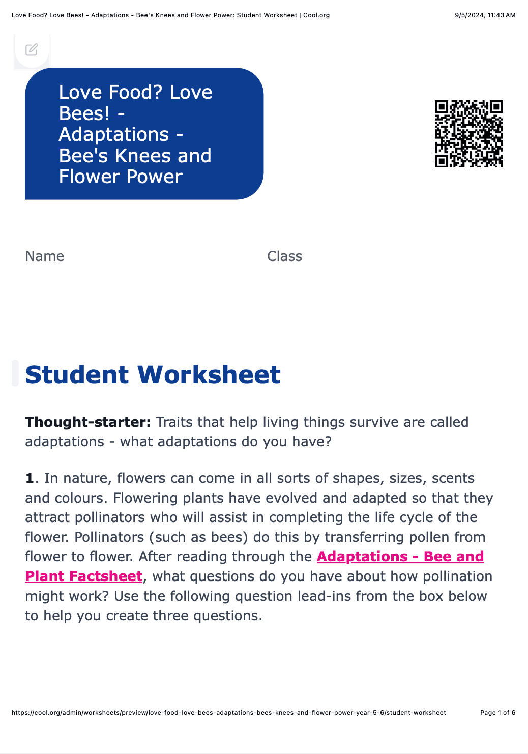 Sample Worksheet