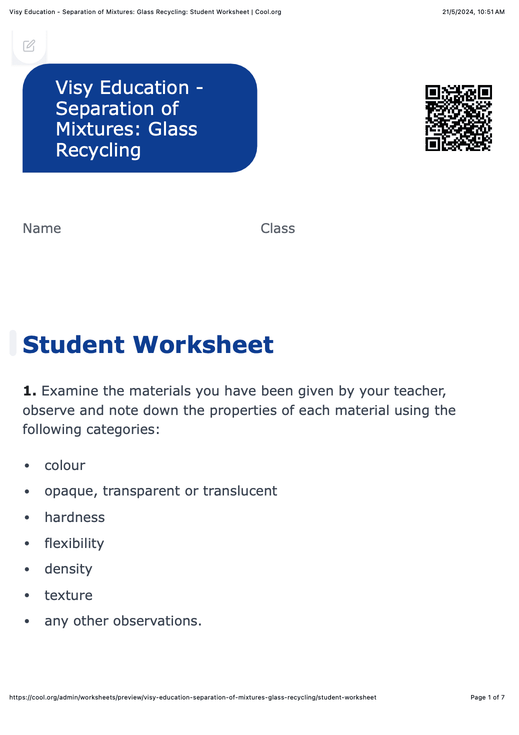 Sample Worksheet