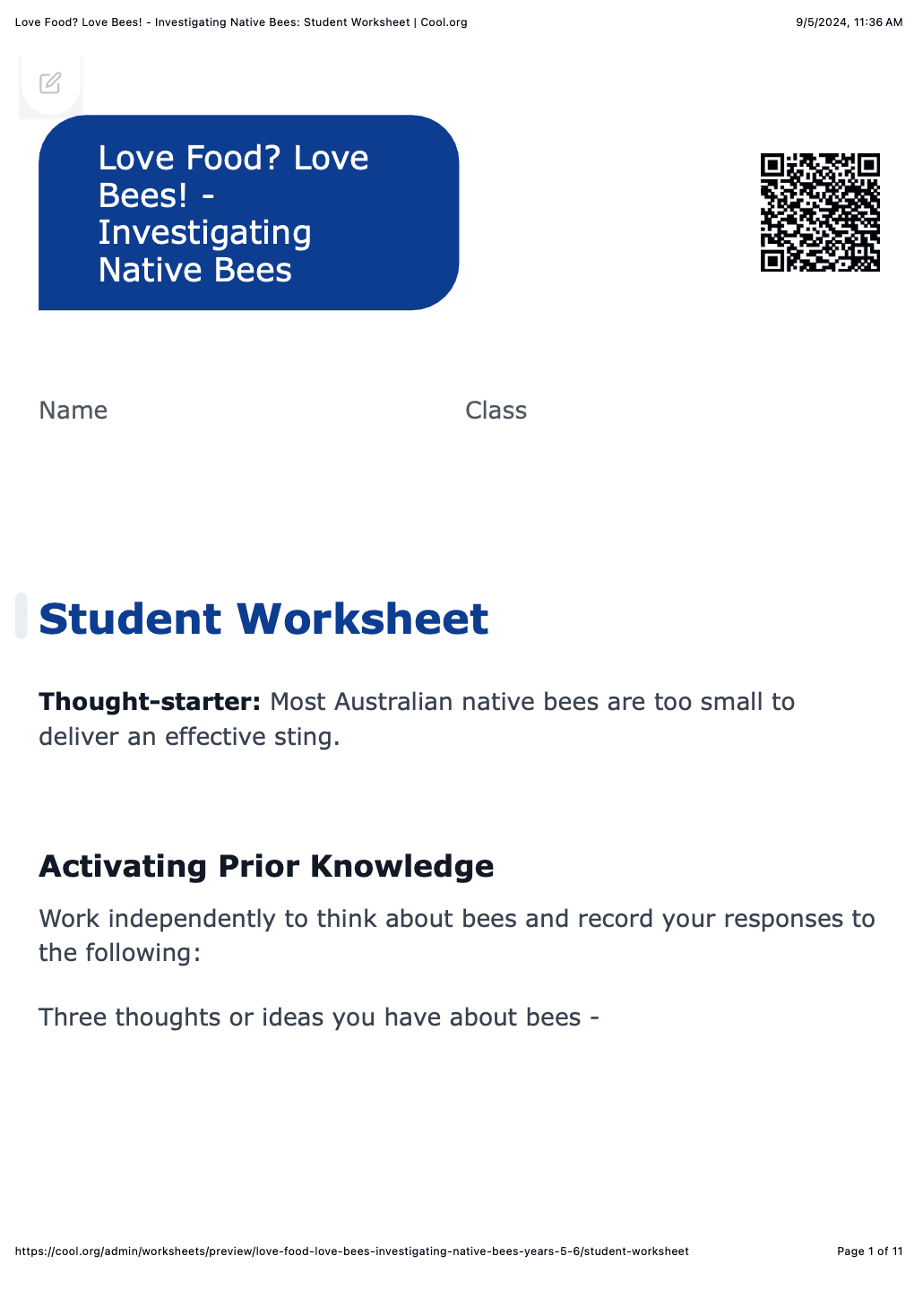Sample Worksheet