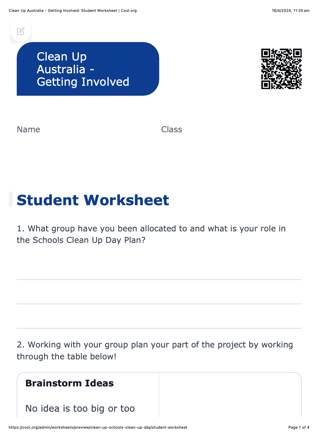 Sample Worksheet
