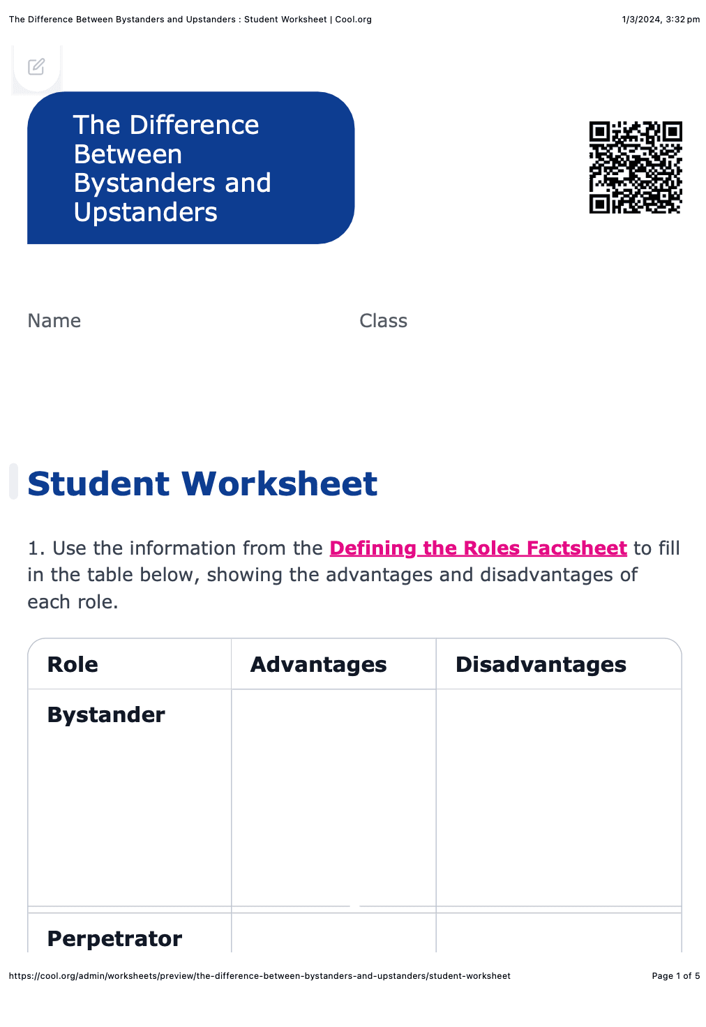 Sample Worksheet